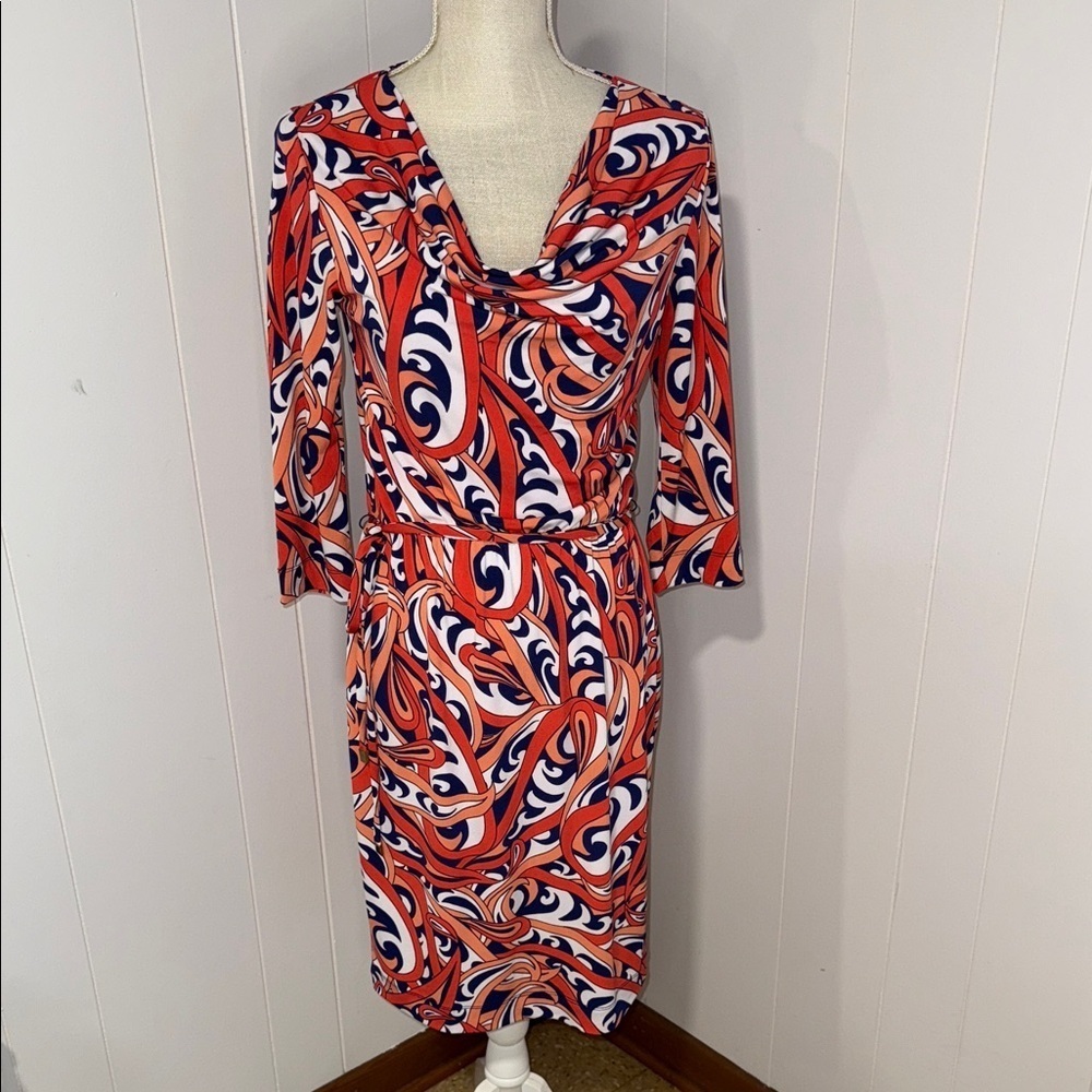 Banana Republic Red and Blue Swirl Dress